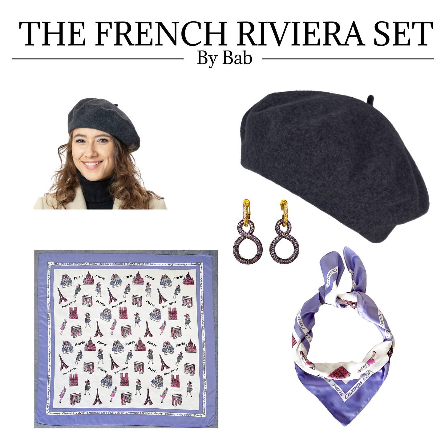 FRENCH RIVIERA SET LAVENDER CIRCLES & DARK GRAY