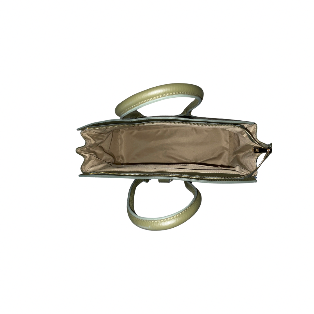 French Kaki Green Leather Bag