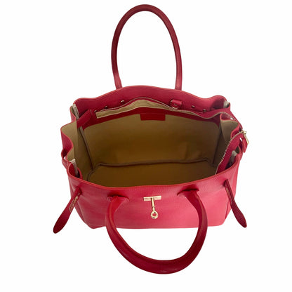 French red leather hand bag