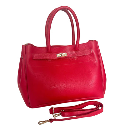 French red leather hand bag