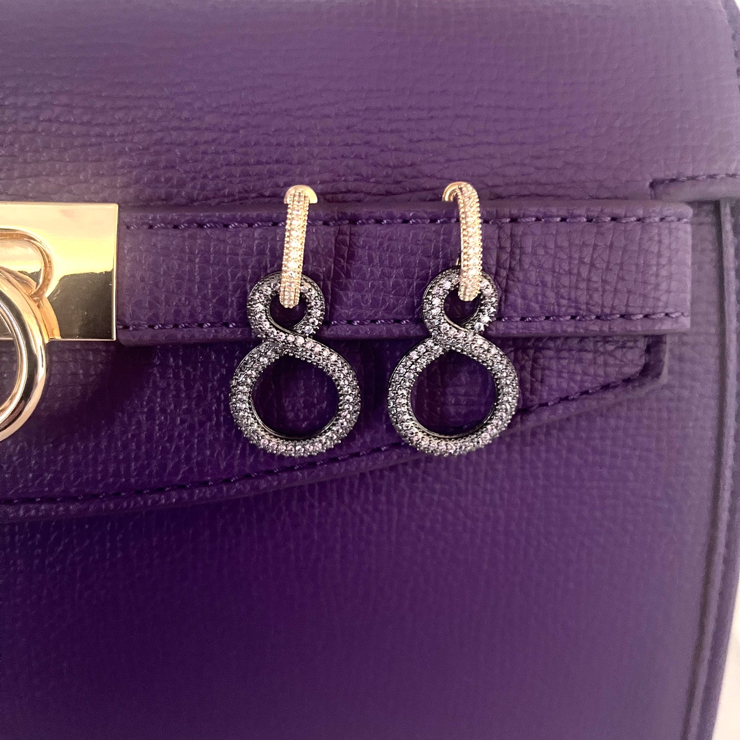 Purple set - One French bag + earrings + Eiffel tower