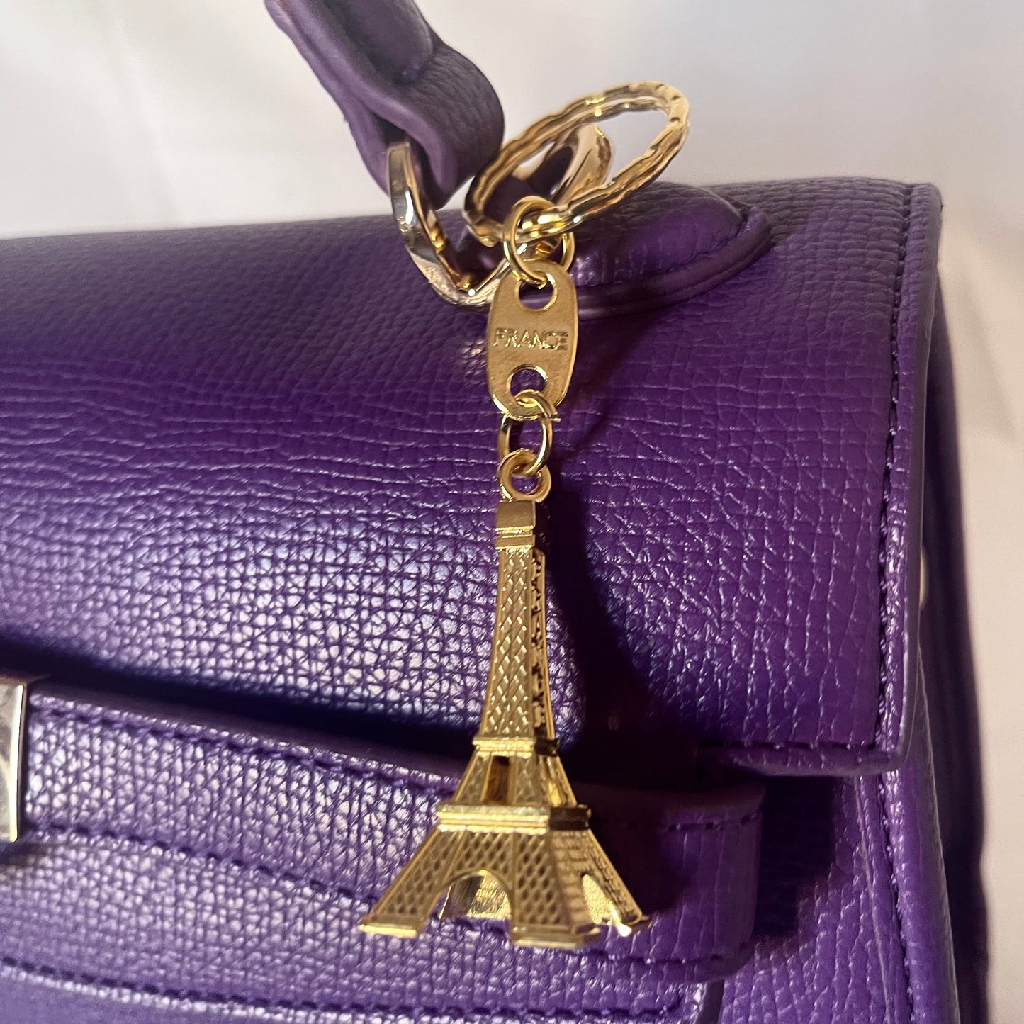 Purple set - One French bag + earrings + Eiffel tower