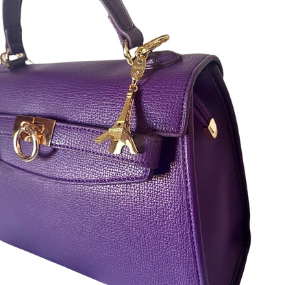 Purple set - One French bag + earrings + Eiffel tower