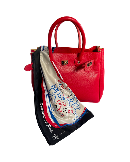 FRENCH RED NATURAL LEATHER BAG