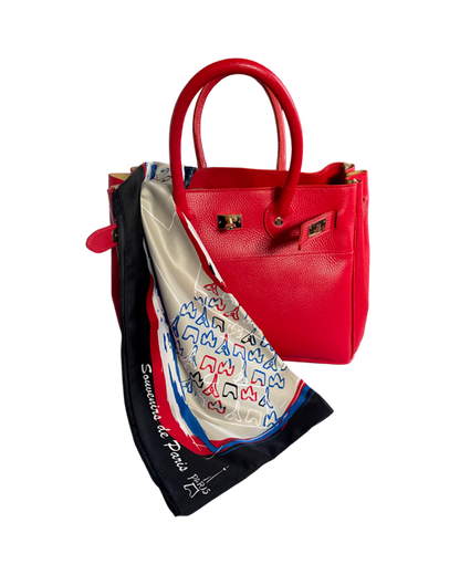 FRENCH RED NATURAL LEATHER BAG
