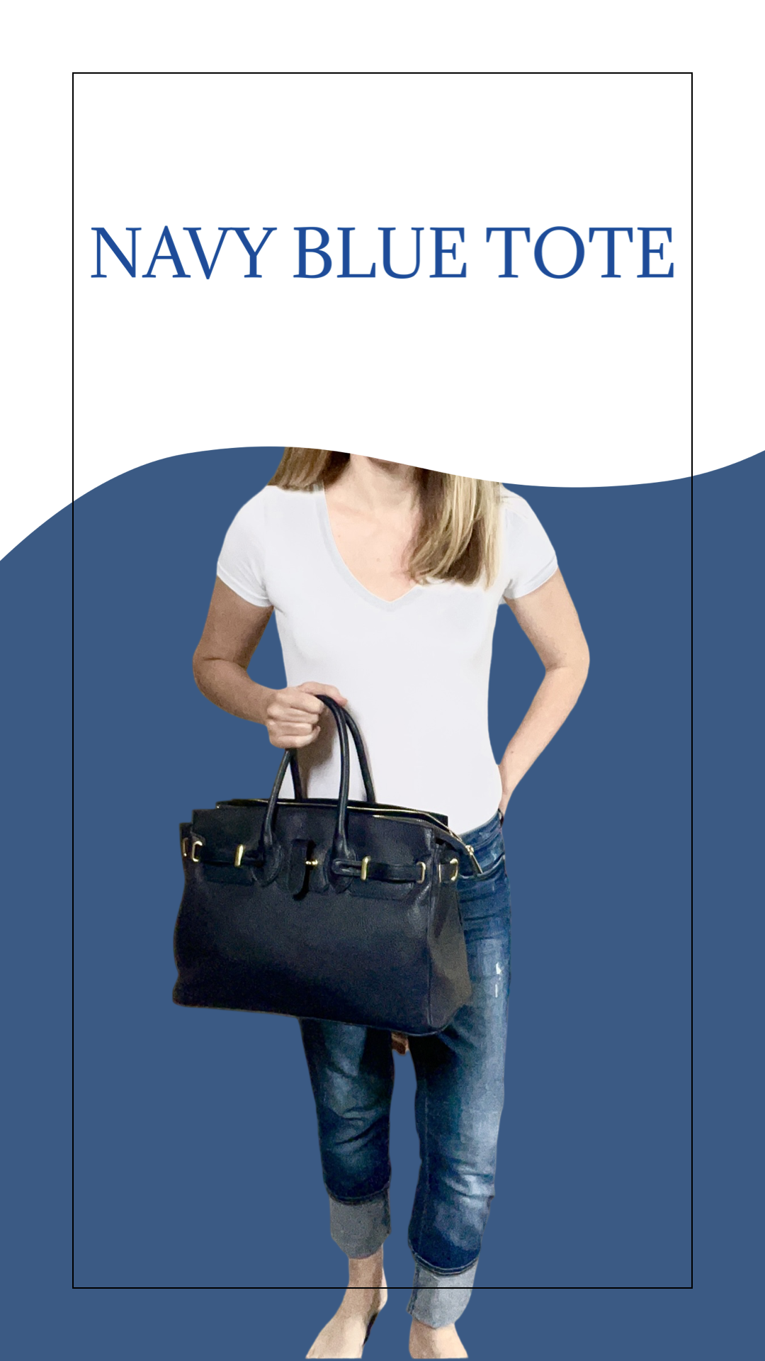 DARK BLUE FRENCH TOTE